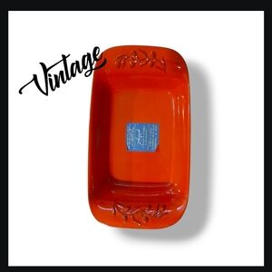 RARE❗️NWT Vintage Cerutil Handmade Floral Baking Serving Dish Vibrant Orange